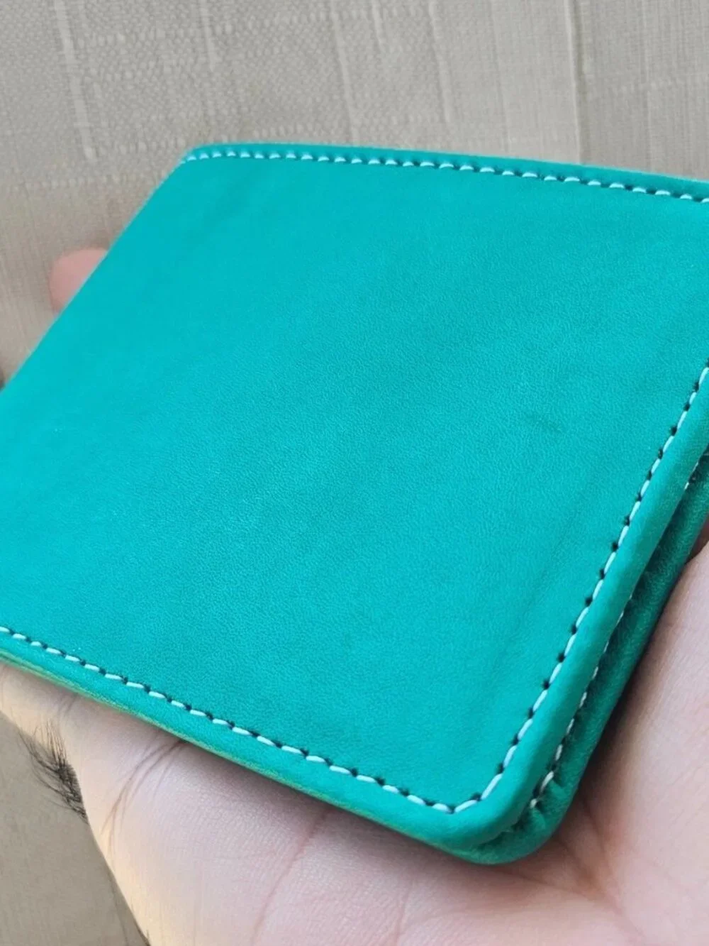 Green Wallet Genuine Leather Bifold Cardholder Billfold Purse Money Fold New